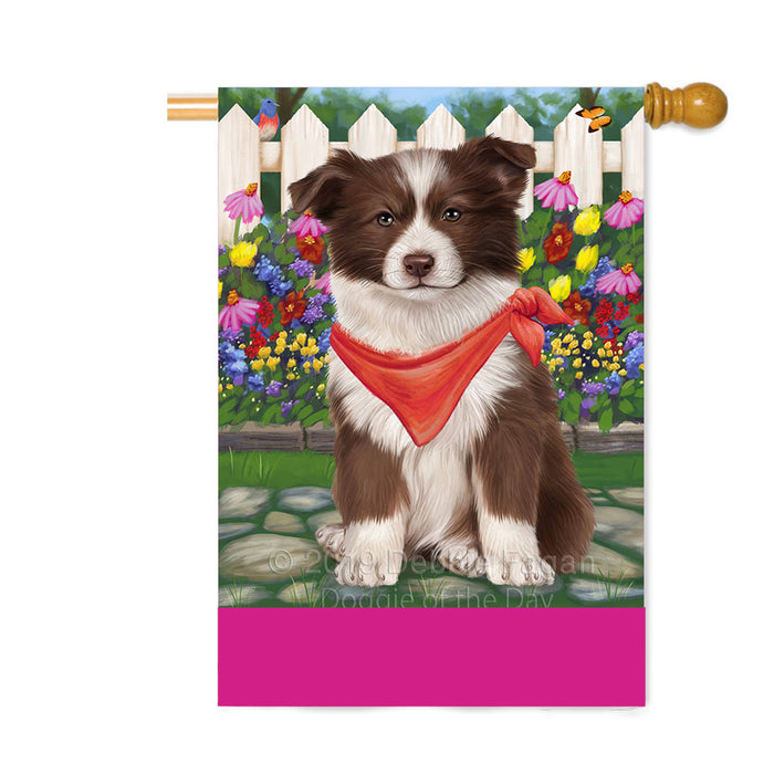 Personalized Spring Floral Border Collie Dog Custom House Flag FLG-DOTD-A62827