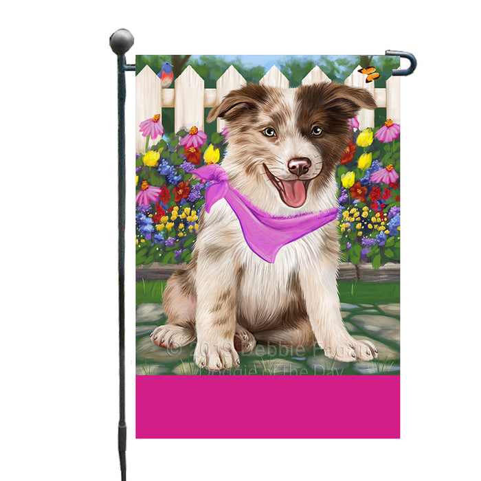 Personalized Spring Floral Border Collie Dog Custom Garden Flags GFLG-DOTD-A62772