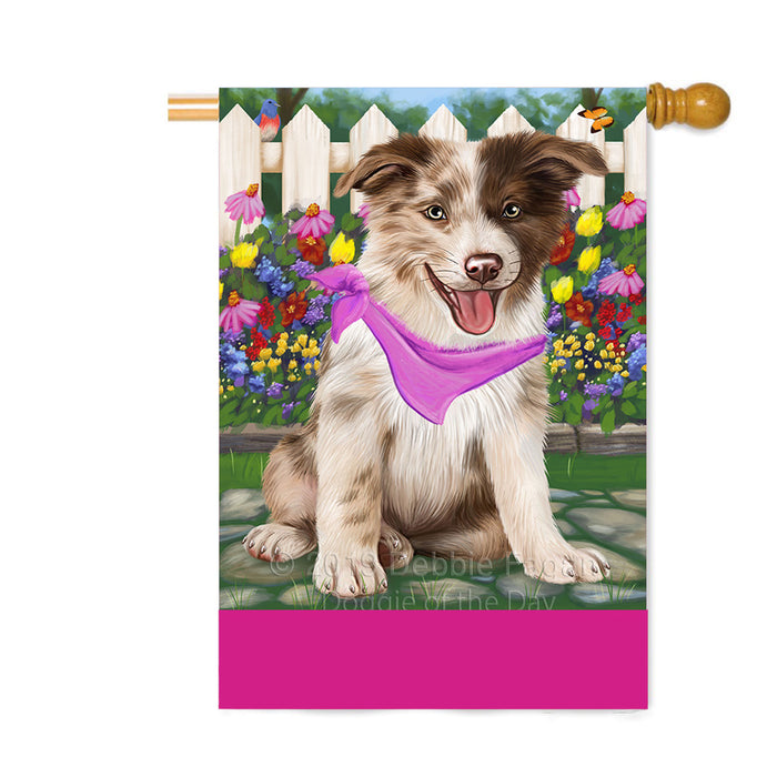 Personalized Spring Floral Border Collie Dog Custom House Flag FLG-DOTD-A62828