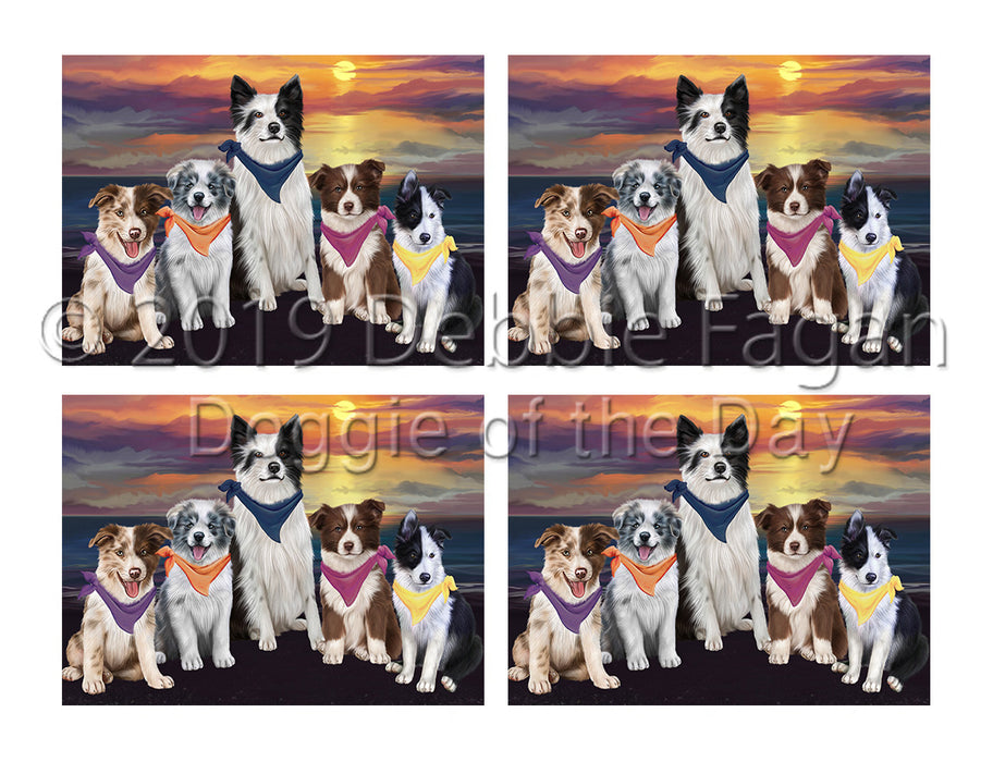 Family Sunset Portrait Border Collie Dogs Placemat