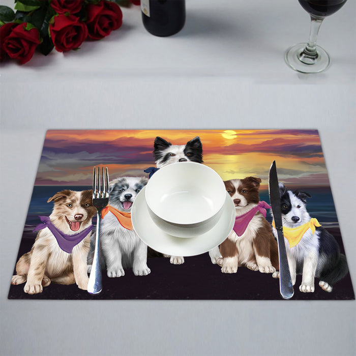 Family Sunset Portrait Border Collie Dogs Placemat