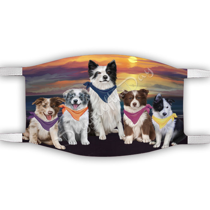Family Sunset Border Collie Dogs Face Mask FM49182