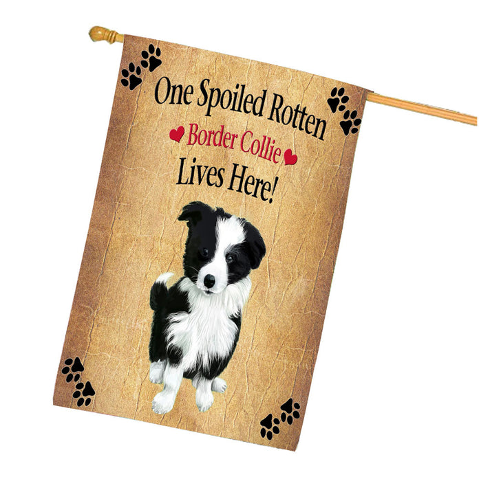 Spoiled Rotten Border Collie Dog House Flag Outdoor Decorative Double Sided Pet Portrait Weather Resistant Premium Quality Animal Printed Home Decorative Flags 100% Polyester FLG68215