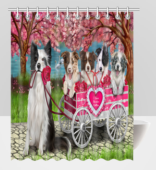 I Love Border Collie Dogs in a Cart Shower Curtain