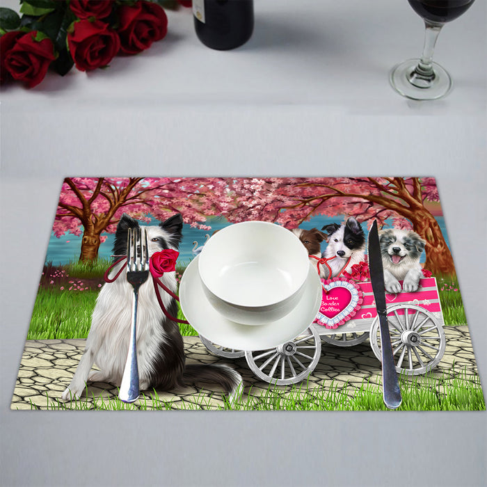 I Love Border Collie Dogs in a Cart Placemat