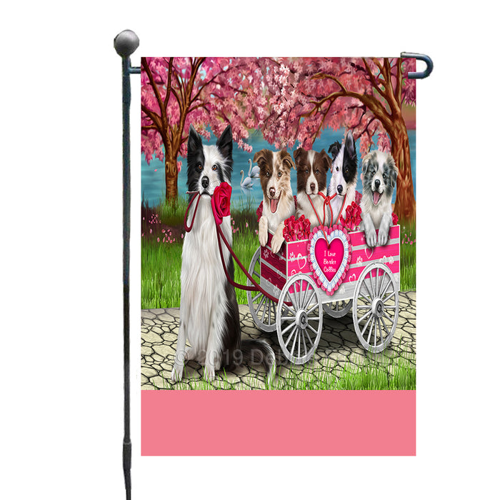 Personalized I Love Border Collie Dogs in a Cart Custom Garden Flags GFLG-DOTD-A62137
