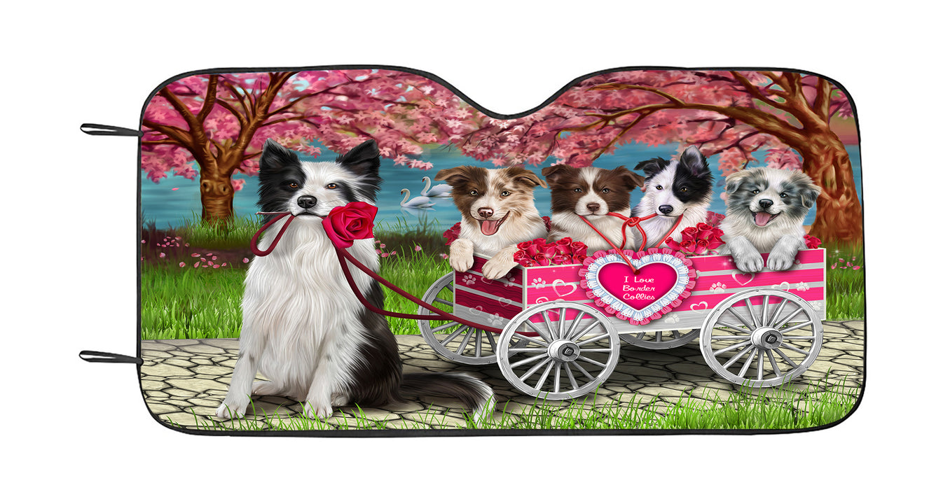 I Love Border Collie Dogs in a Cart Car Sun Shade