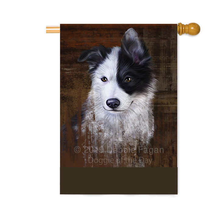 Personalized Rustic Border Collie Dog Custom House Flag FLG64522