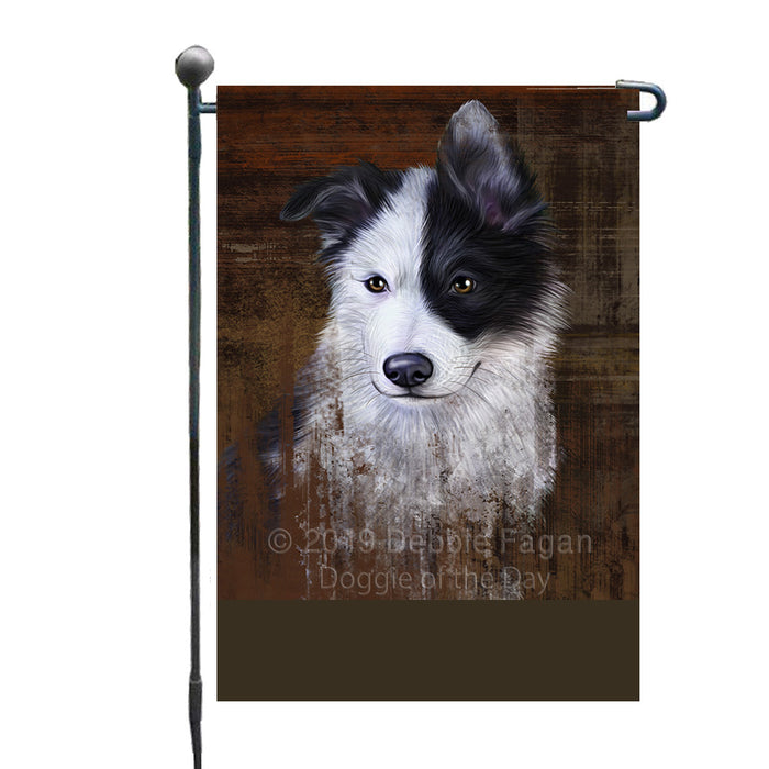 Personalized Rustic Border Collie Dog Custom Garden Flag GFLG63445
