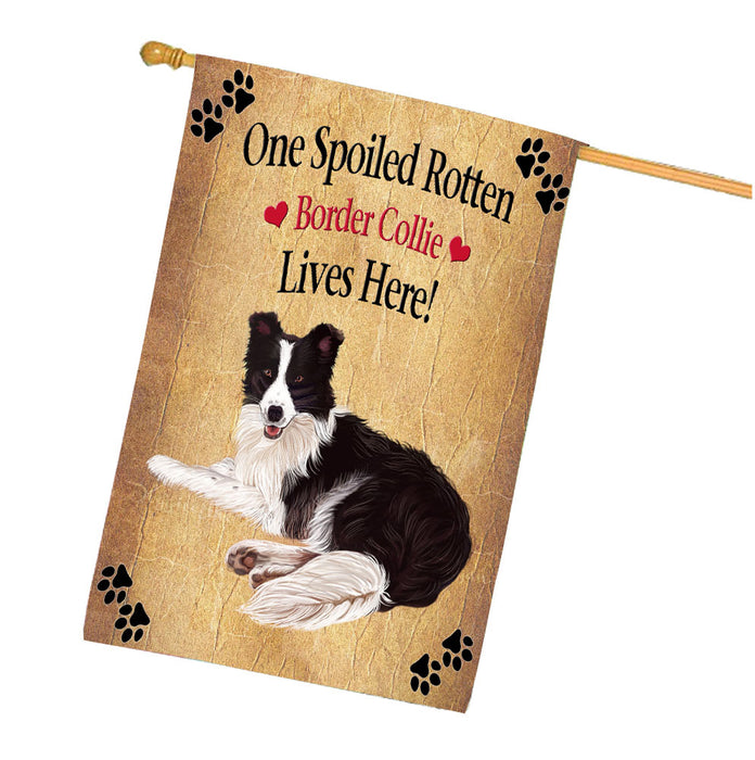 Spoiled Rotten Border Collie Dog House Flag Outdoor Decorative Double Sided Pet Portrait Weather Resistant Premium Quality Animal Printed Home Decorative Flags 100% Polyester FLG68218