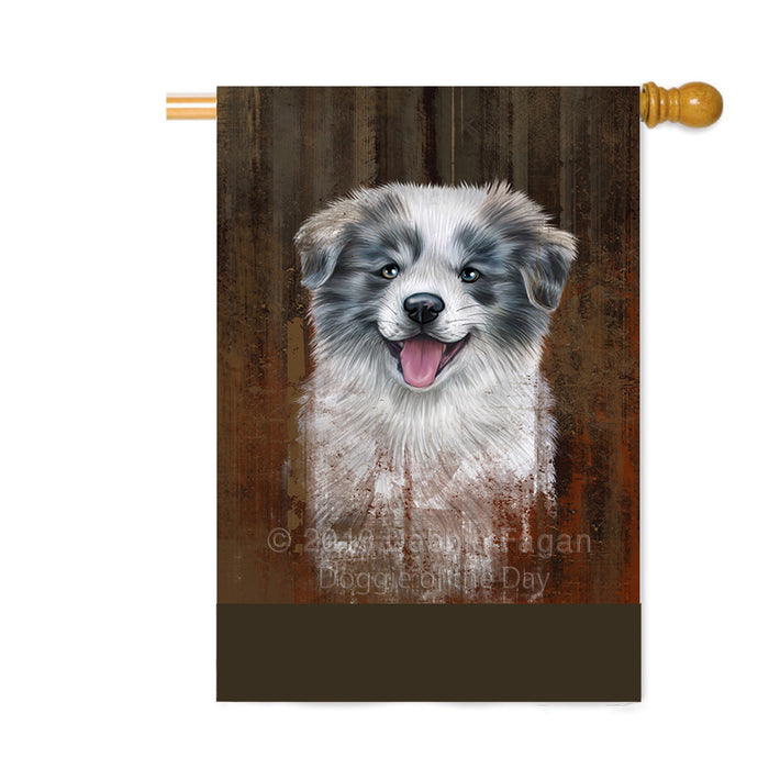 Personalized Rustic Border Collie Dog Custom House Flag FLG64523