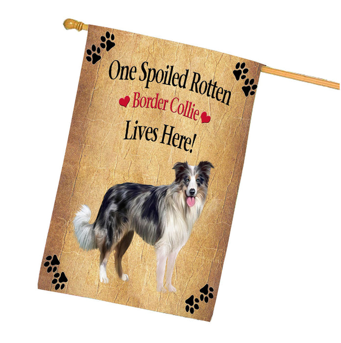 Spoiled Rotten Border Collie Dog House Flag Outdoor Decorative Double Sided Pet Portrait Weather Resistant Premium Quality Animal Printed Home Decorative Flags 100% Polyester FLG68221