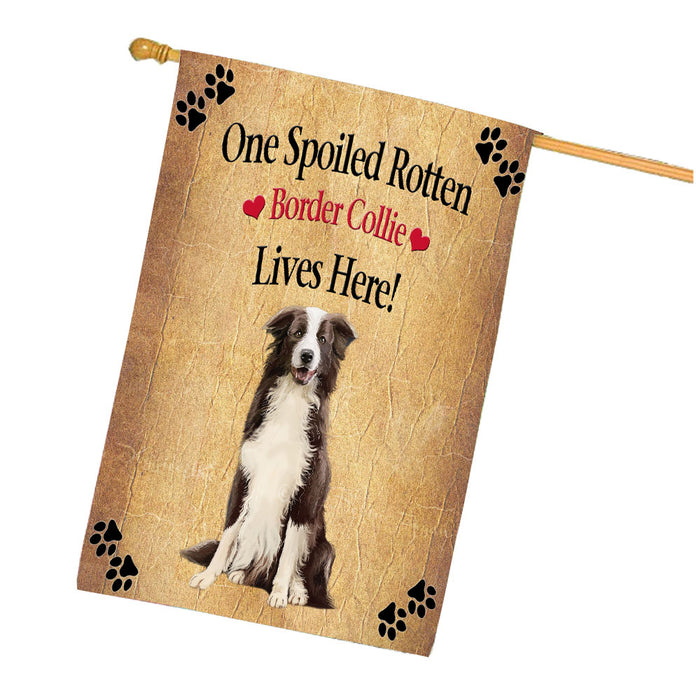 Spoiled Rotten Border Collie Dog House Flag Outdoor Decorative Double Sided Pet Portrait Weather Resistant Premium Quality Animal Printed Home Decorative Flags 100% Polyester FLG68223