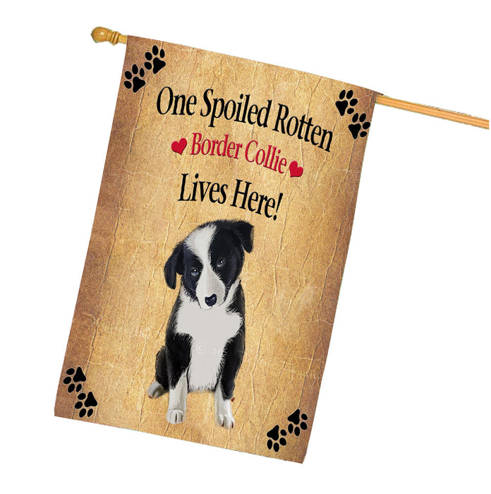 Spoiled Rotten Border Collie Dog House Flag Outdoor Decorative Double Sided Pet Portrait Weather Resistant Premium Quality Animal Printed Home Decorative Flags 100% Polyester FLG68225