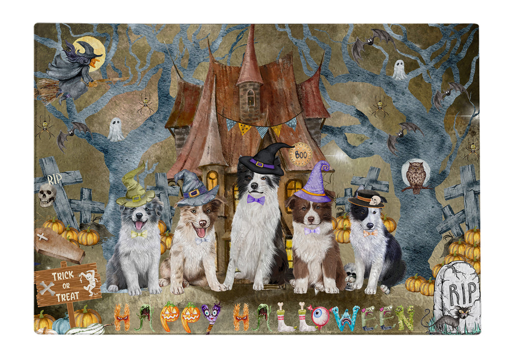 Border Collie Cutting Board: Explore a Variety of Designs, Personalized, Custom, Kitchen Tempered Glass Scratch and Stain Resistant, Halloween Gift for Pet and Dog Lovers