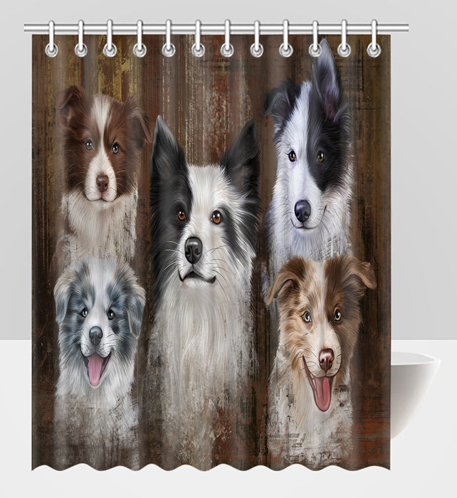 Rustic Border Collie Dogs Shower Curtain