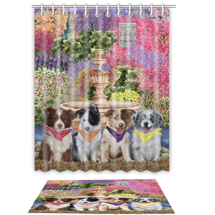 Border Collie Shower Curtain & Bath Mat Set - Explore a Variety of Personalized Designs - Custom Rug and Curtains with hooks for Bathroom Decor - Pet and Dog Lovers Gift