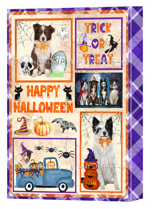 Happy Halloween Trick or Treat Border Collie Dogs Canvas Wall Art Decor - Premium Quality Canvas Wall Art for Living Room Bedroom Home Office Decor Ready to Hang CVS150317