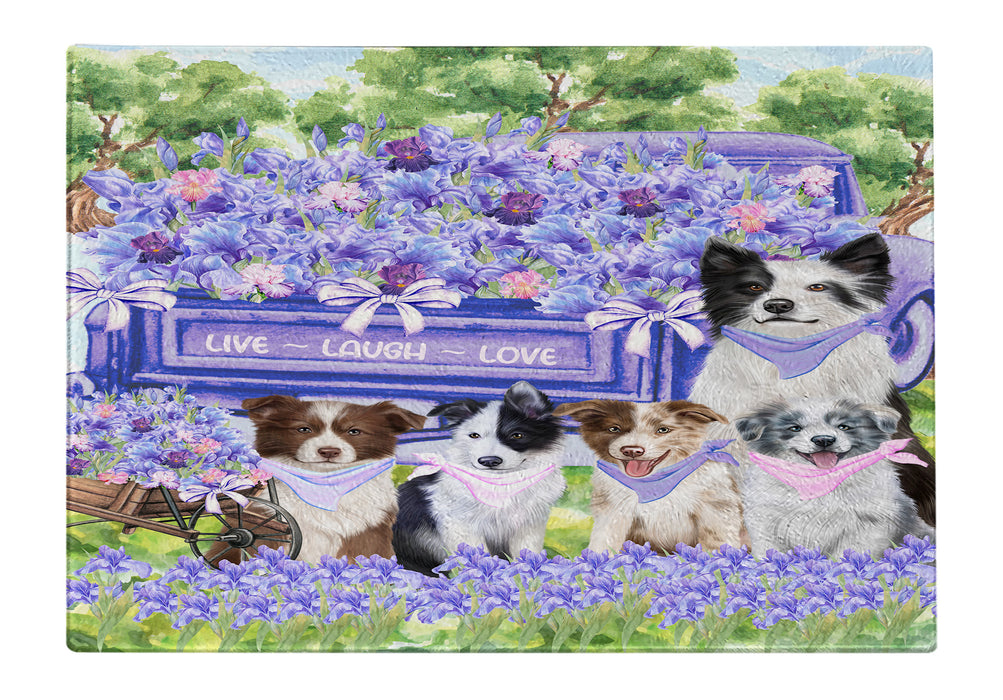Border Collie Cutting Board: Explore a Variety of Personalized Designs, Custom, Tempered Glass Kitchen Chopping Meats, Vegetables, Pet Gift for Dog Lovers