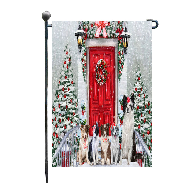 Christmas Holiday Welcome Border Collie Dogs Garden Flags- Outdoor Double Sided Garden Yard Porch Lawn Spring Decorative Vertical Home Flags 12 1/2"w x 18"h