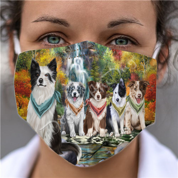 Scenic Waterfall Border Collie Dogs Face Mask FM49280