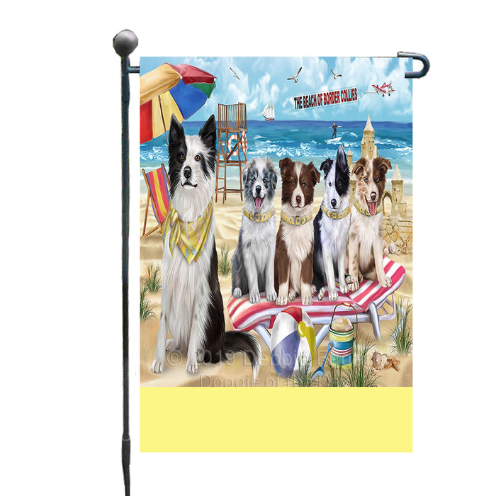 Personalized Pet Friendly Beach Border Collie Dogs Custom Garden Flags GFLG-DOTD-A58185