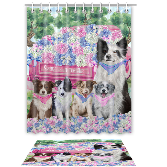 Border Collie Shower Curtain with Bath Mat Set: Explore a Variety of Designs, Personalized, Custom, Curtains and Rug Bathroom Decor, Dog and Pet Lovers Gift
