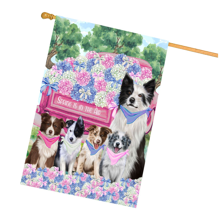 Border Collie Dogs House Flag: Explore a Variety of Personalized Designs, Double-Sided, Weather Resistant, Custom, Home Outside Yard Decor for Dog and Pet Lovers