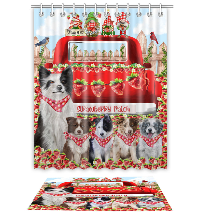 Border Collie Shower Curtain & Bath Mat Set, Custom, Explore a Variety of Designs, Personalized, Curtains with hooks and Rug Bathroom Decor, Halloween Gift for Dog Lovers