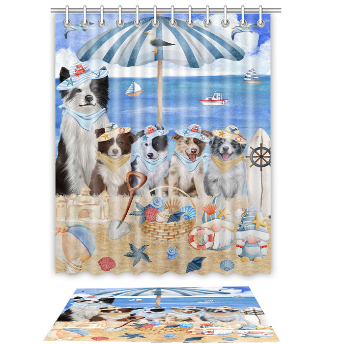 Border Collie Shower Curtain & Bath Mat Set, Custom, Explore a Variety of Designs, Personalized, Curtains with hooks and Rug Bathroom Decor, Halloween Gift for Dog Lovers