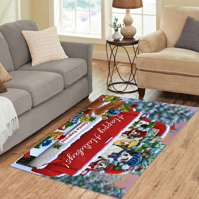 Christmas Red Truck Travlin Home for the Holidays Border Collie Dogs Area Rug - Ultra Soft Cute Pet Printed Unique Style Floor Living Room Carpet Decorative Rug for Indoor Gift for Pet Lovers
