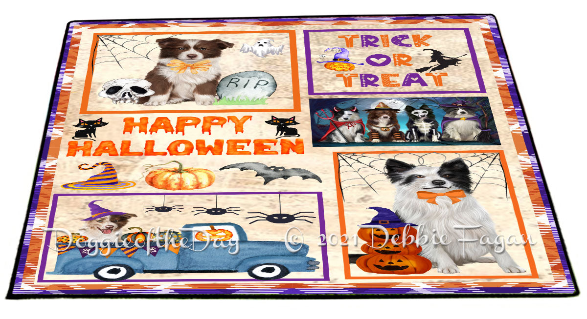 Happy Halloween Trick or Treat Border Collie Dogs Indoor/Outdoor Welcome Floormat - Premium Quality Washable Anti-Slip Doormat Rug FLMS58030