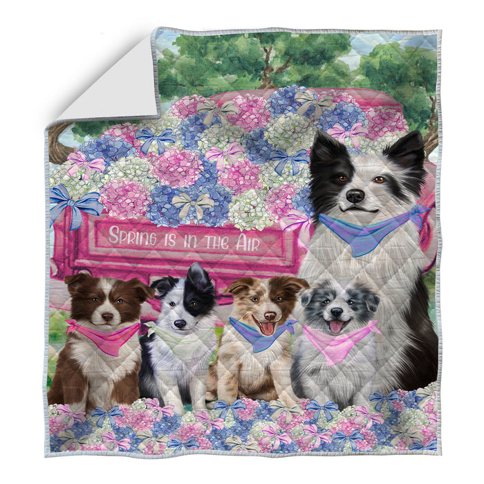 Border Collie Bed Quilt, Explore a Variety of Designs, Personalized, Custom, Bedding Coverlet Quilted, Pet and Dog Lovers Gift