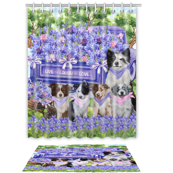 Border Collie Shower Curtain & Bath Mat Set, Bathroom Decor Curtains with hooks and Rug, Explore a Variety of Designs, Personalized, Custom, Dog Lover's Gifts