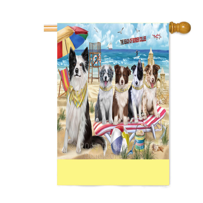 Personalized Pet Friendly Beach Border Collie Dogs Custom House Flag FLG-DOTD-A58241