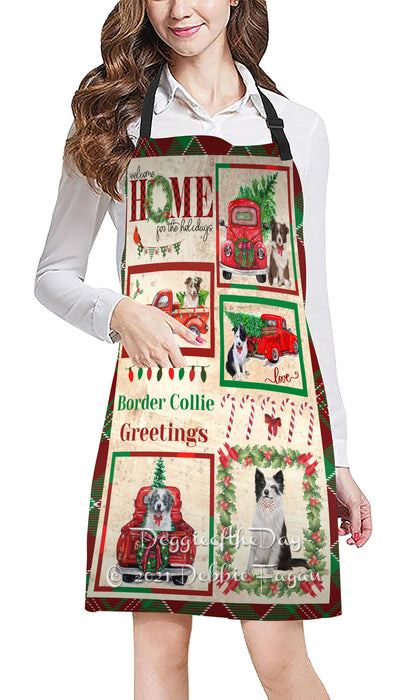 Welcome Home for Holidays Border Collie Dogs Apron Apron48390