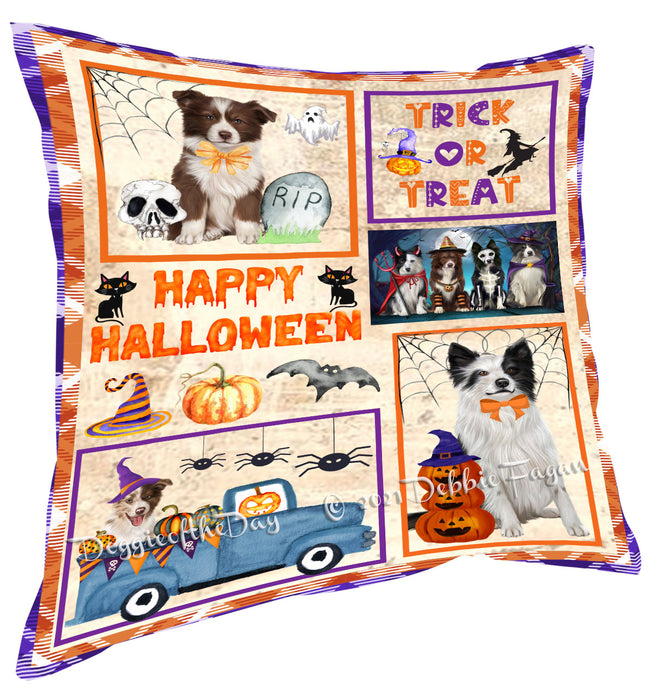 Happy Halloween Trick or Treat Border Collie Dogs Pillow with Top Quality High-Resolution Images - Ultra Soft Pet Pillows for Sleeping - Reversible & Comfort - Ideal Gift for Dog Lover - Cushion for Sofa Couch Bed - 100% Polyester