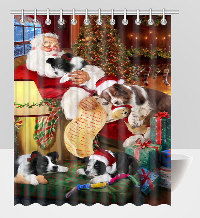 Santa Sleeping with Border Collie Dogs Shower Curtain