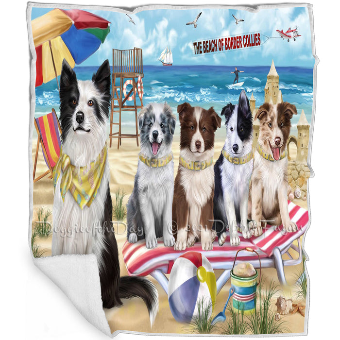 Pet Friendly Beach Border Collies Dog Blanket BLNKT52680