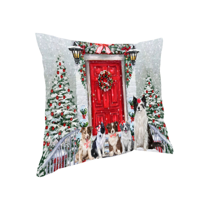 Christmas Holiday Welcome Border Collie Dogs Pillow with Top Quality High-Resolution Images - Ultra Soft Pet Pillows for Sleeping - Reversible & Comfort - Ideal Gift for Dog Lover - Cushion for Sofa Couch Bed - 100% Polyester