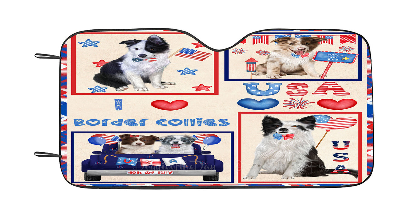 4th of July Independence Day I Love USA Border Collie Dogs Car Sun Shade Cover Curtain