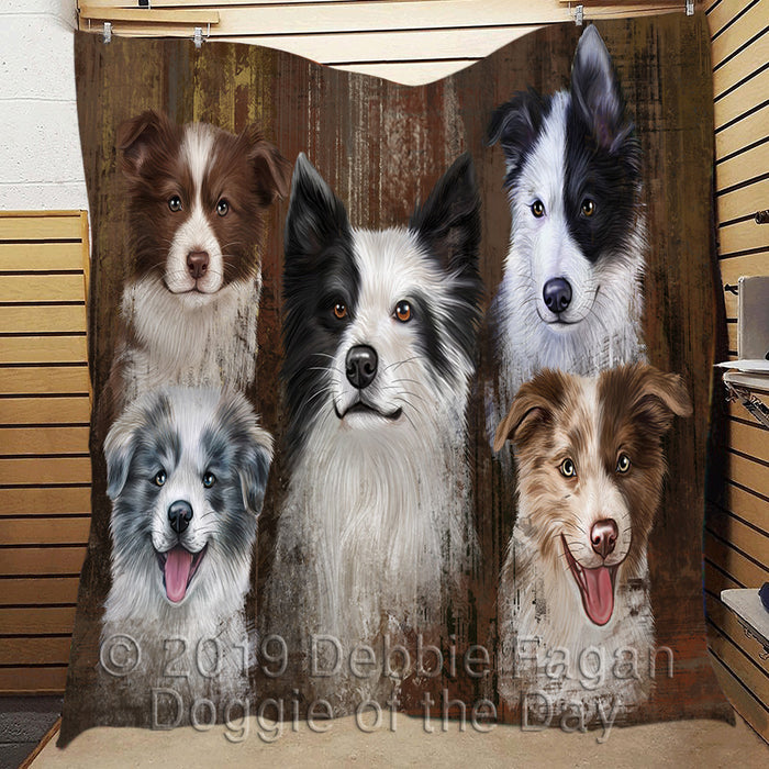 Rustic Border Collie Dogs Quilt