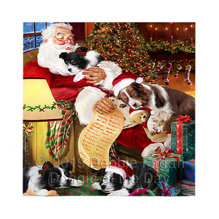 Santa Sleeping with Border Collie Dogs Square Towel 
