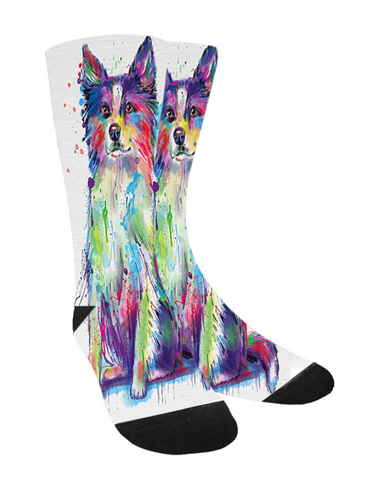 Watercolor Border Collie Dog Women's Casual Socks