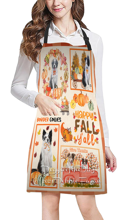 Happy Fall Y'all Pumpkin Border Collie Dogs Cooking Kitchen Adjustable Apron Apron49190