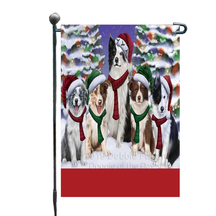 Personalized Christmas Happy Holidays Border Collie Dogs Family Portraits Custom Garden Flags GFLG-DOTD-A59099