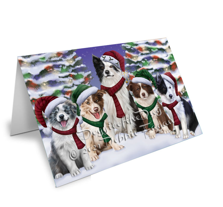 Christmas Family Portrait Border Collie Dog Handmade Artwork Assorted Pets Greeting Cards and Note Cards with Envelopes for All Occasions and Holiday Seasons