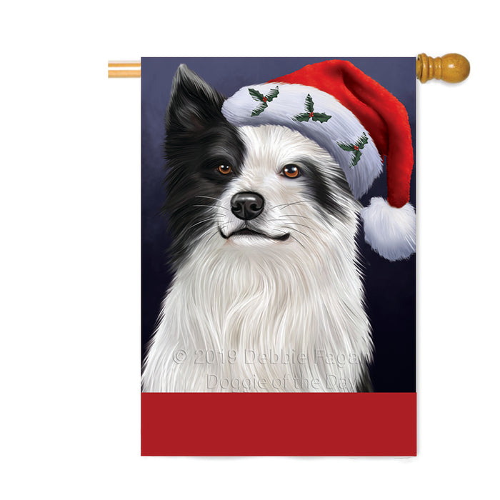 Personalized Christmas Holidays Border Collie Dog Wearing Santa Hat Portrait Head Custom House Flag FLG-DOTD-A59865