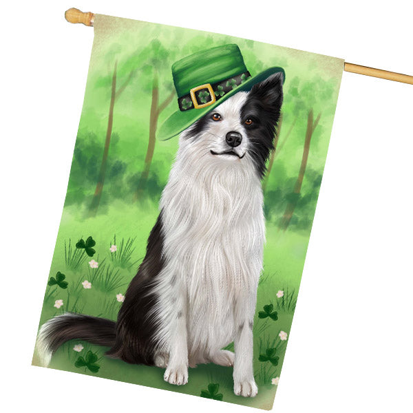 St. Patrick's Day Border Collie Dog House Flag Outdoor Decorative Double Sided Pet Portrait Weather Resistant Premium Quality Animal Printed Home Decorative Flags 100% Polyester FLG69707