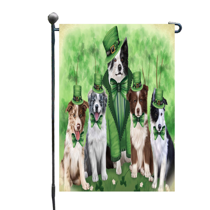 St. Patrick's Day Family Border Collie Dogs Garden Flags Outdoor Decor for Homes and Gardens Double Sided Garden Yard Spring Decorative Vertical Home Flags Garden Porch Lawn Flag for Decorations